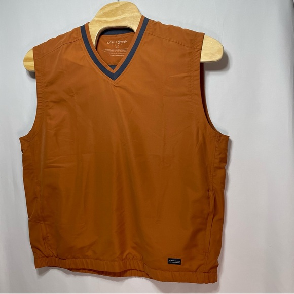 Life is Good Golf Vest Burnt Orange  Elastic Hem Zipper Pockets Men's Size XL - Picture 5 of 10